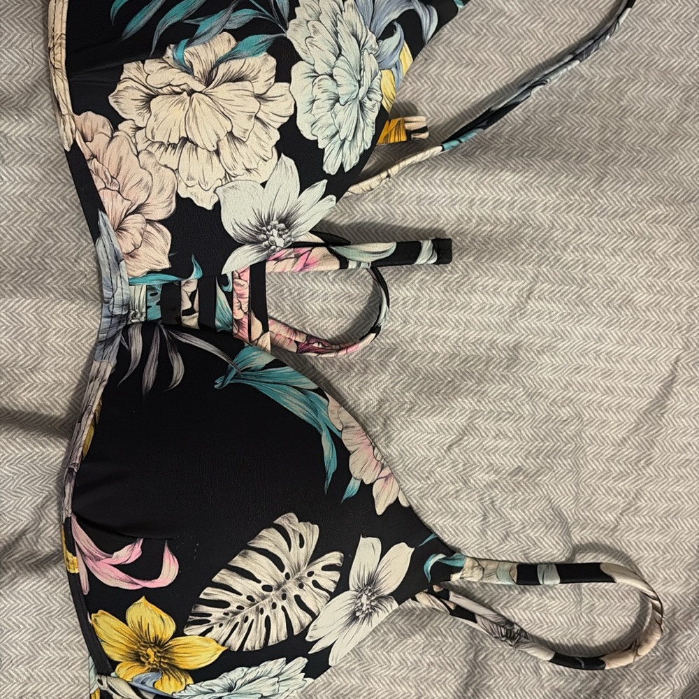 Floral Bikini Top and Black bottoms